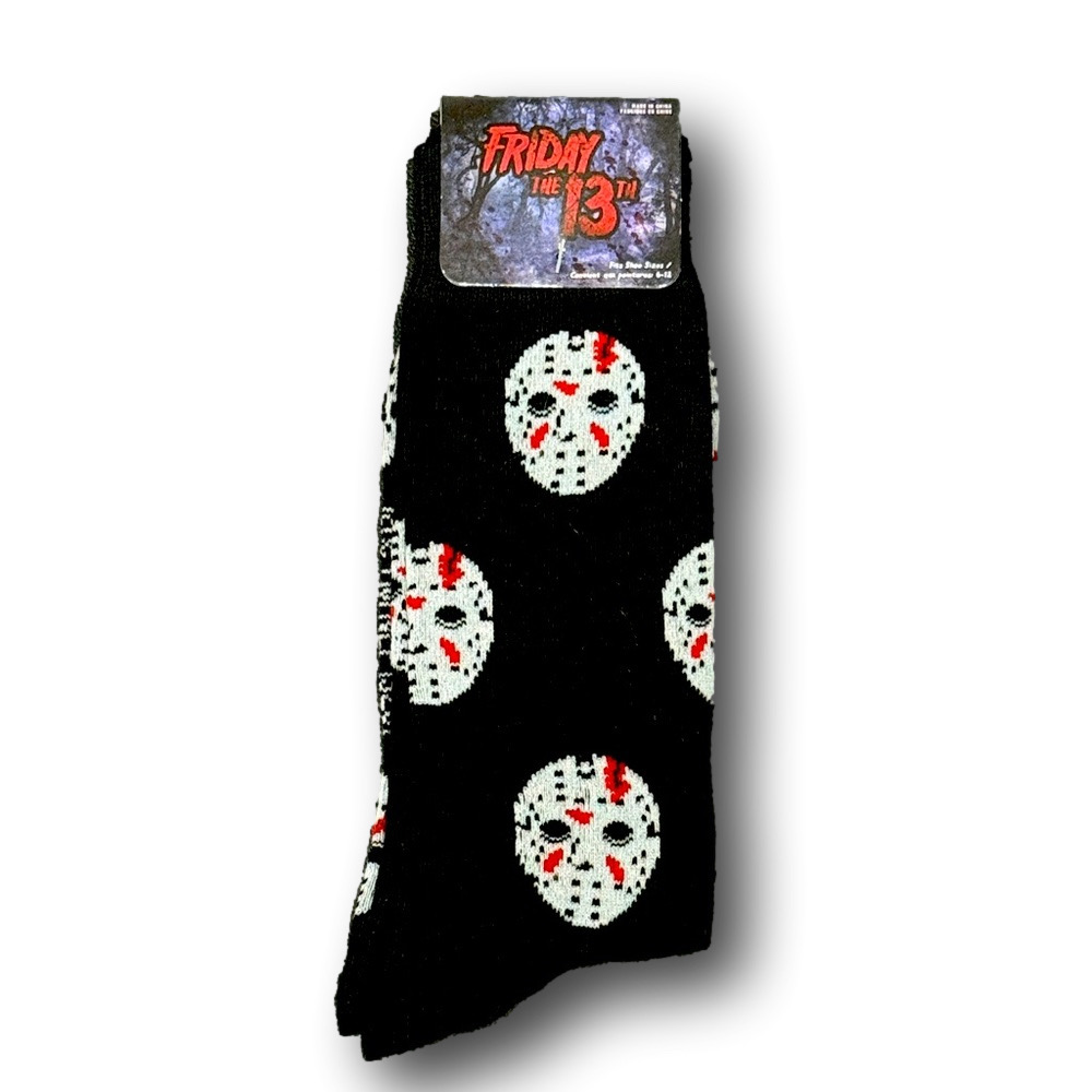 3/$20 Friday The 13th Jason Mask Funny Novelty Crew Socks - NWT